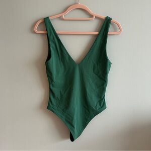 Aritzia Babaton green plunge contour bodysuit